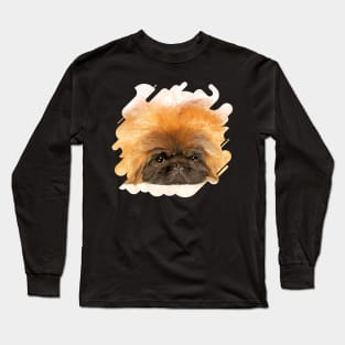 Portrait of fluffy sad Pekingese puppy Long Sleeve T-Shirt